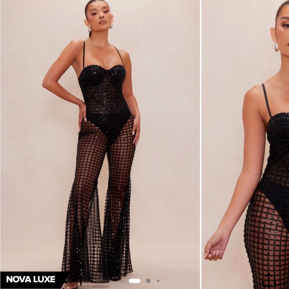 Fashion Nova Black Sheer Jumpsuit